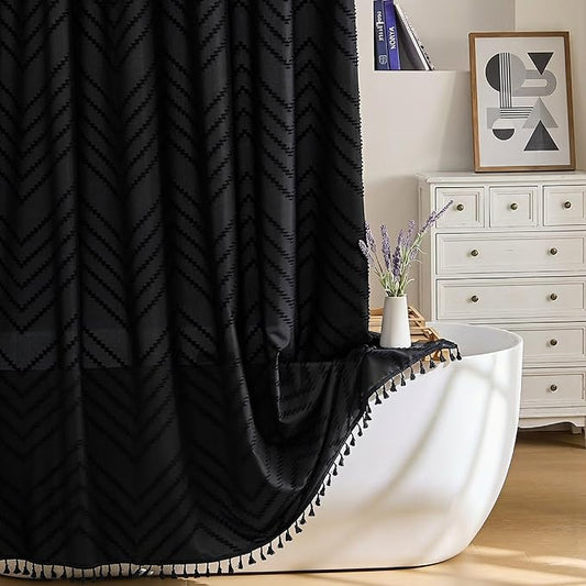 Siiluminisoy Stall Shower Curtain 36x72 Black Boho Shower Curtain Small Cloth Shower Curtains for Bathroom Decor