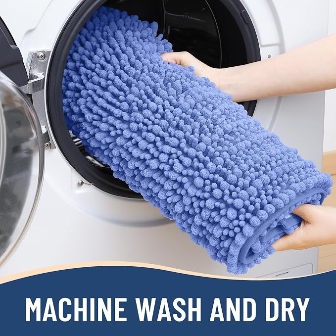 Arotive Bathroom Rugs Mat 24x16, Soft Absorbent Chenille Shaggy Bath Mat | Cornflower Blue, Machine Wash Dry, Bath Rugs for Bathroom Floor, Tub and Shower, Home Decor Accessories