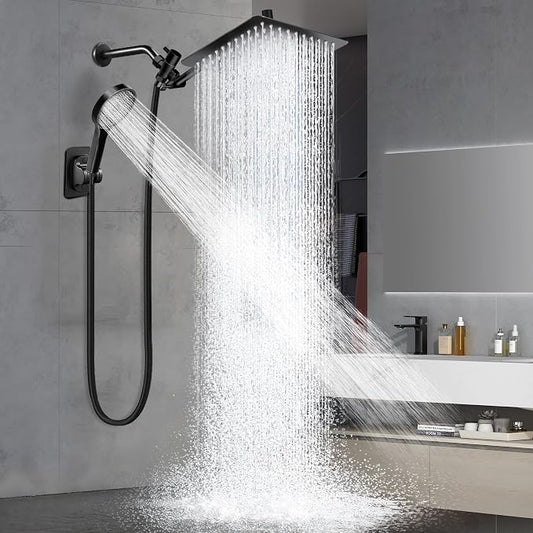 Shower Head,12”Rain Shower Head with Handheld Spray Combo and Adjustable Extension Arm/Shower System,High Pressure Rain Fall Hose,Chrome