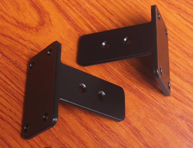 8 Pack - 4 inch Black Hidden L Shelf Bracket (1/5 Inch Thicked) Iron Floating Shelf Brackets Rustic Industrial Metal Brackets for Shelf Support