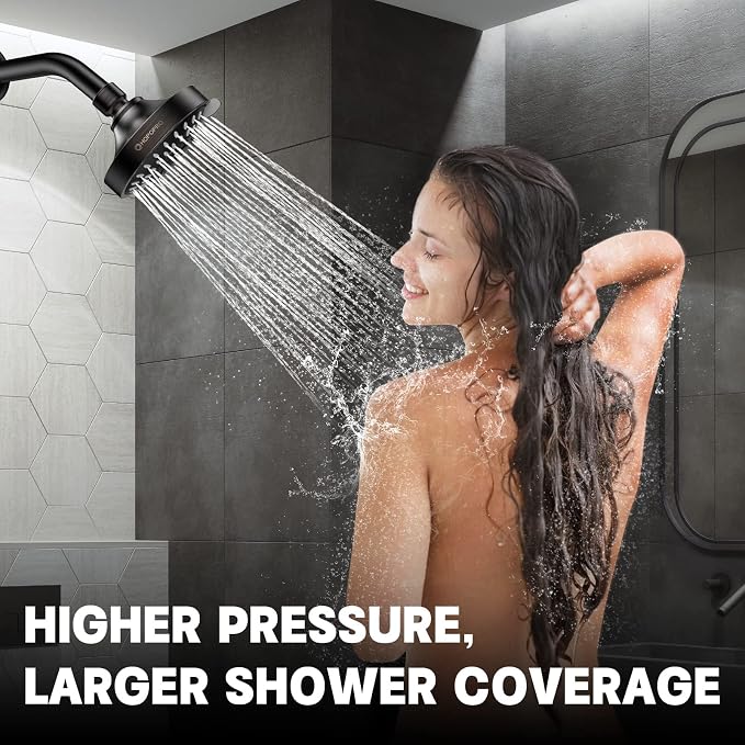 High Pressure Shower Head, HOPOPRO 5-Mode Fixed Showerhead, NBC Recommended | The Washington Post, NBC, Today Recommended, Consumer Reports Tested High Flow Fixed Shower Head (4 Inch Oil Rubbed Bronze)