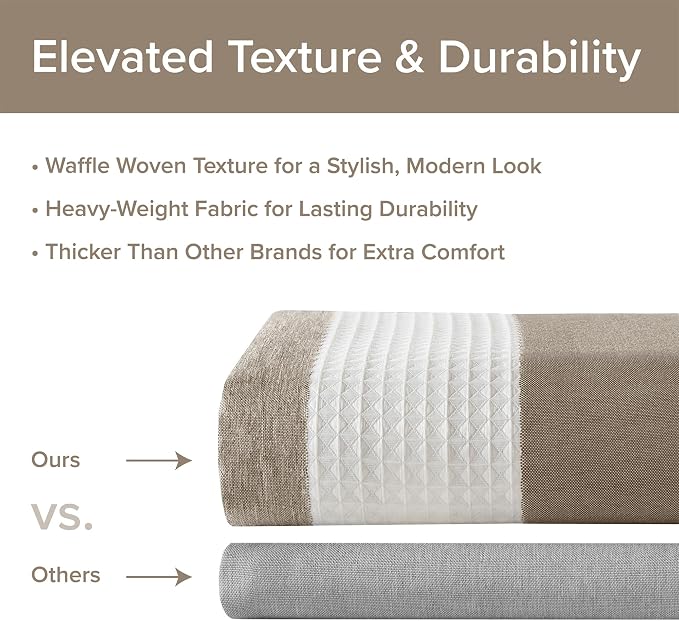 Madison Park Long Shower Curtain for Bathroom, Taupe Ombre, 72" x 78" | Ariana Ombre Cozy, Spa Quality Modern Waffle Weave Contemporary, 3M Scotchgard Treatment, Machine Washable