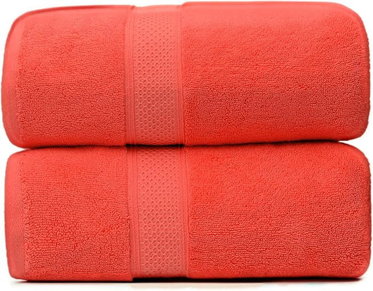Fluffy Cotton Bath Towels Set650GSM,2-Piece Set, Thickened and Enlarged(31.5x63 inches),Super Absorbent,Soft,Suitable for Hotel, Bathroom, Swimming Pool, SPA,Gift(Watermelon Red)