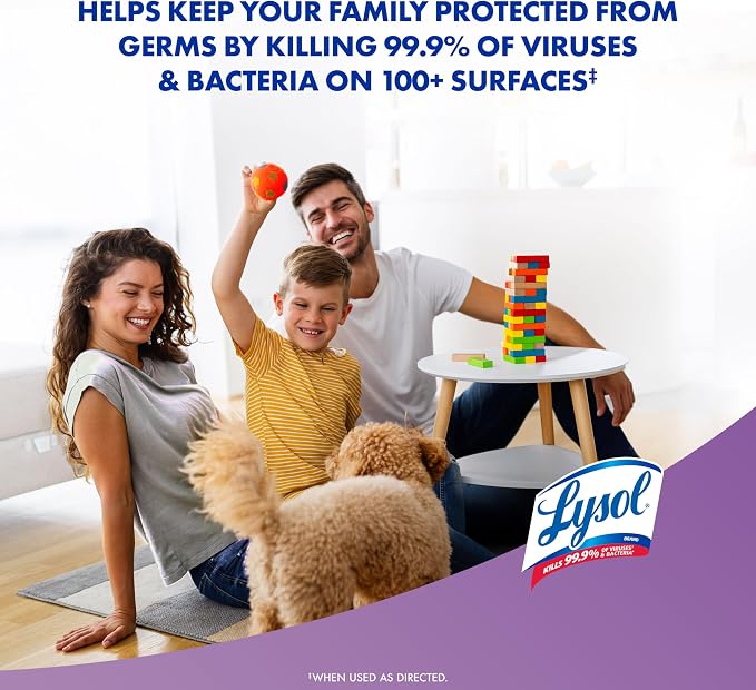 Lysol Disinfecting Wipes, Multi-Surface, Lavender + Mango, 80 ct. (4 Pack) | All Purpose Cleaner, Sanitizing, Deodorizing, Apartment Essentials, Back To School Cleaning Supplies, Kitchen & Bathroom Wipe