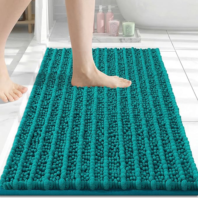 Arotive Bathroom Rugs Mat 24x16, Soft Absorbent Chenille Shaggy Bath Mat | Lake Blue, Machine Wash Dry, Bath Rugs for Bathroom Floor, Tub and Shower, Home Decor Accessories