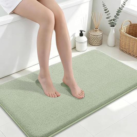 Smiry Memory Foam Bath Mat 40x24, Extra Soft Absorbent Bathroom Rugs | Sage Green Quick Dry, Machine Washable Bath Mats for Bathroom, Shower, Tub and Home Decor Accessories