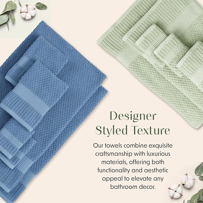 4 Pack 100% Cotton Bath Towels | Sage Towels | Oeko‑TEX Standard 100 | Soft & Absorbent, Quick‑Dry | Trinity Collection - Sage Green