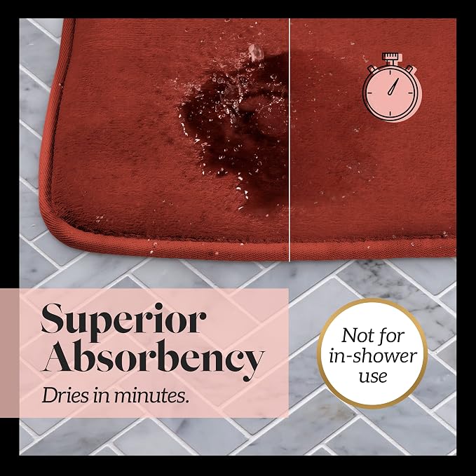 Memory Foam Bath Mat Non Slip Absorbent Super Cozy Velvet Bathroom Rug Carpet (72 inches X 24 inches, Autumn Glaze)