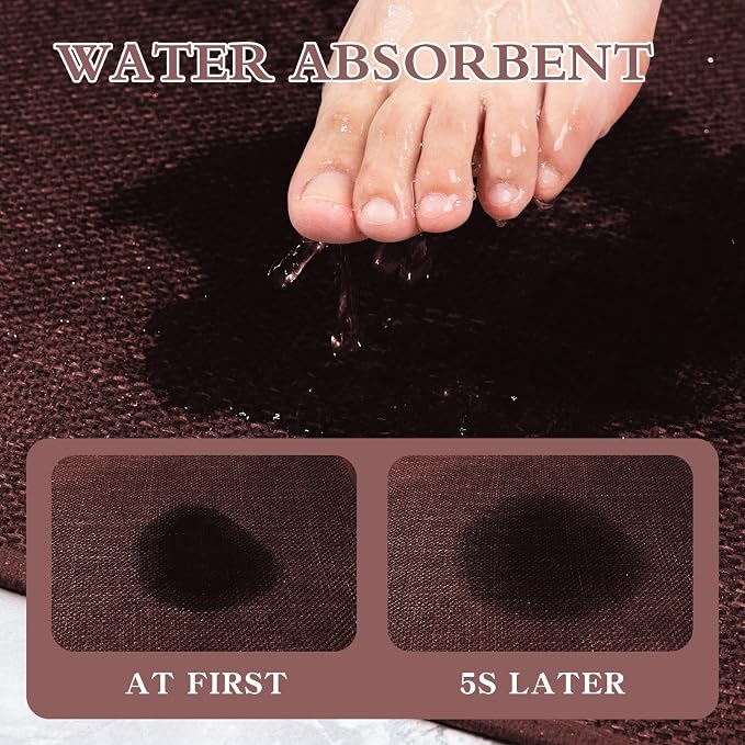 Bathroom Rugs Mat 36x24, Ultra Thin Non Slip Bath Mat Large Quick Dry Absorbent Bath Mat for Bathroom Floor, (Dark Purple, 36"x24")
