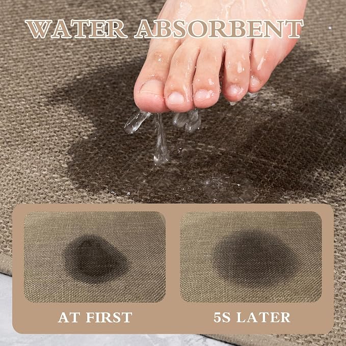 Bathroom Rugs Mat 59x25, Ultra Thin Non Slip Bath Mat Large Quick Dry Absorbent Bath Mat for Bathroom Floor, (Dark Beige, 59"x25")