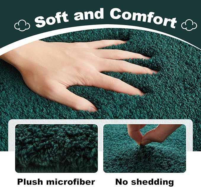 TYUU Bathroom Runner Rug, Ultra Soft Long Bath Mat Super Absorbent Quick Dry Bathroom Runner Rugs 24 x 72 Non Slip Washable, Dark Green 24" x 72"