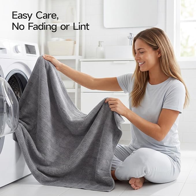 ecolook Microfiber Bath Towels Set of 2, 31 x 63 Inch Extra Large Bath Towel Set, Super Soft & Highly Absorbent, Quick Dry Lightweight Towels for Bathroom, Gym, Spa, Pool & Travel, Camel & Gray