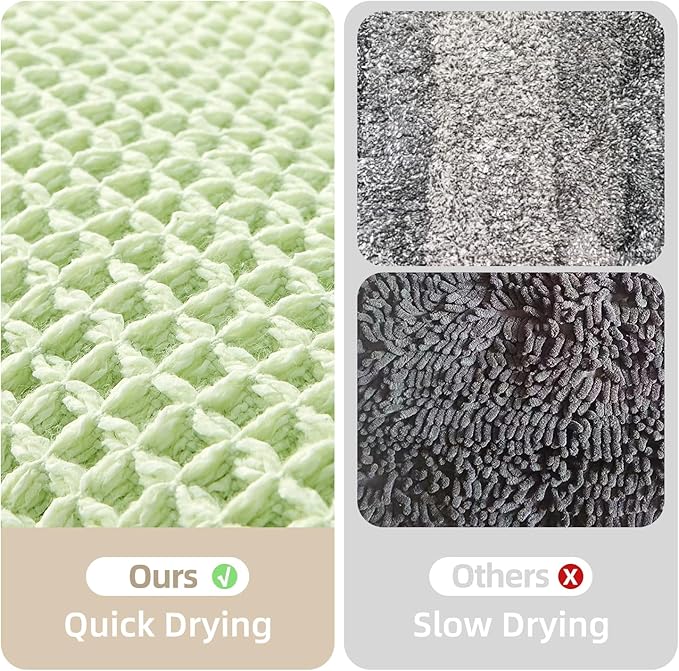TYUU Waffle Runner Rug Bathroom, Boho Bathroom Rugs Non Slip Washable Long Super Absorbent Quick Dry Cute Bath Mat Farmhouse Bath Decor, 72"x24" Pale Green
