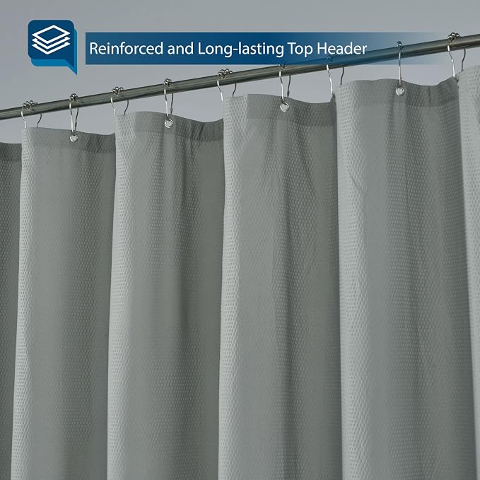Barossa Design Soft Microfiber Fabric Shower Liner or Curtain Dark Grey | Hotel Quality, Machine Washable, Water Repellent 70W x 72H Lightweight Cloth Shower Curtain for Bathroom/Tub
