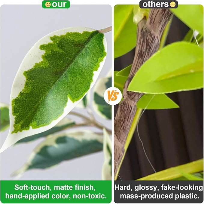 Bailikang 8FT Artificial Ficus Trees Indoor Faux Trees Indoor Fake Floor Plants Tall Artificial Tree with White Pot Faux Tree Fake Indoor Tree Silk Plants Artificial Trees for Home Decor Indoor