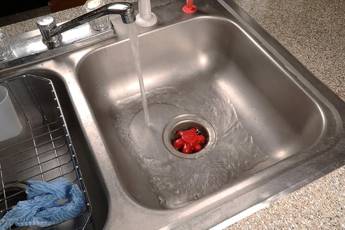 Danco 10838A Disposal Genie II Garbage Disposal Strainer and Stopper, Kitchen Sink Garbage Disposer Splash Guard with Food Scraper, Green, 1-Pack