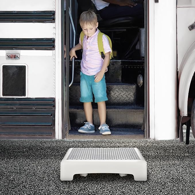 HBTower Mobility Step Stool for Adults & Seniors,Non-Slip Platform | Portable Riser, Safety Step for Car, Bedside, Office, Shower, Stairs, White