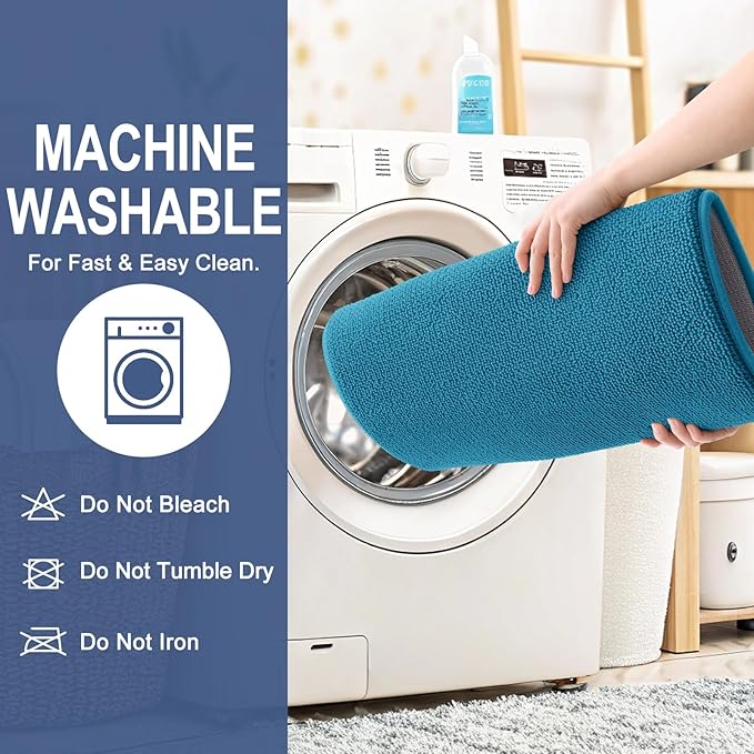 OLANLY Memory Foam Bathroom Runner Rugs 47x24, Long Bath Mats, Peacock Blue | Soft Quick Dry Bath Rugs, Non-Slip, Absorbent Machine Washable Mat for Bathroom Floor, Tub and Shower, Home Decor Accessories