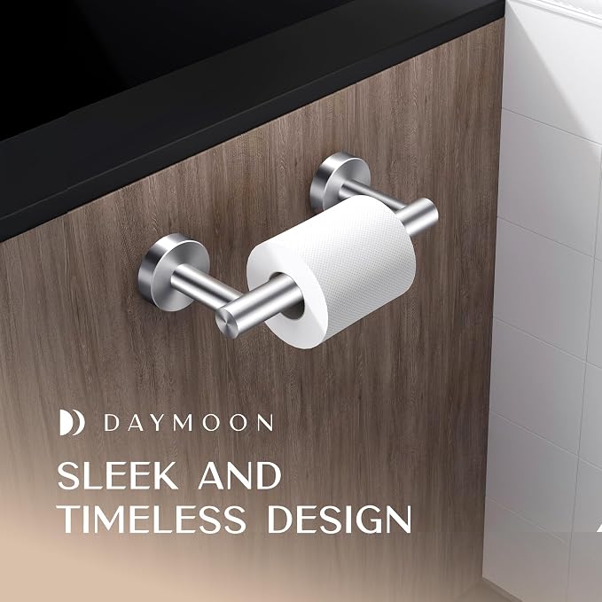 Day Moon™ - Toilet Paper Holder - Modern Roll Holder for Bathroom - 2 Pack - Wall Mount, Brushed Nickel
