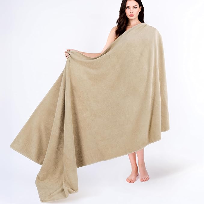 Cotton Paradise 100% Cotton Turkish Towel, Soft Absorbent Quick Dry, 40x80 Oversized Bath Sheet Towel, Beige