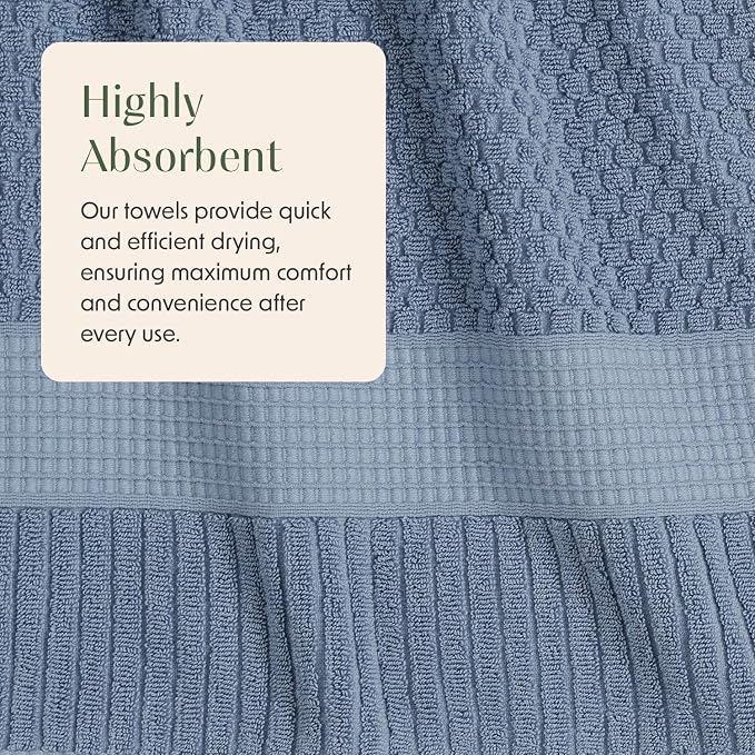 6 Pack 100% Cotton Hand Towels | Blue Towels | Oeko‑TEX Standard 100 | Soft & Absorbent, Quick‑Dry | Trinity Collection - Flint Stone