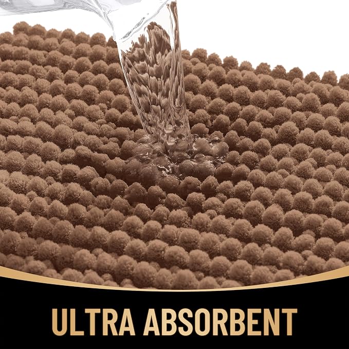 OLANLY Thick Chenille Bathroom Runner Rugs 44x24, Absorbent Bath Mat, Mocha | Soft Bath Rugs, Rubber Backing, Machine Wash Dry, Bath Mats for Bathroom, Tub and Shower, Home Decor Accessories