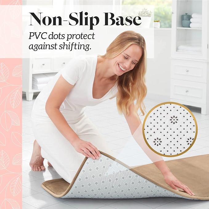 Memory Foam Bath Mat Non Slip Absorbent Super Cozy Velvet Bathroom Rug Carpet (60 inches X 17 inches, Beige)