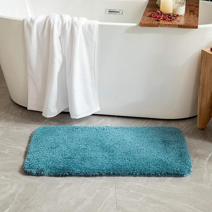 MIULEE Teal Bathroom Rugs Soft Microfiber Bath Mat 20x30 Inch | Absorbent, Non Slip, Quick Dry, Fluffy Bath Rugs for Bathroom Floor Tub Showers, Machine Washable