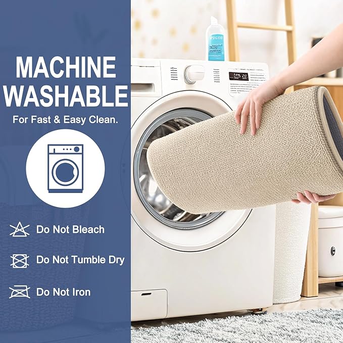OLANLY Memory Foam Bathroom Runner Rugs 40x24, Absorbent Long Mat, Beige | Soft Quick Dry Bath Rugs, Non-Slip Carpet, Machine Washable Mat for Bathroom Floor, Tub and Shower, Home Decor Accessories
