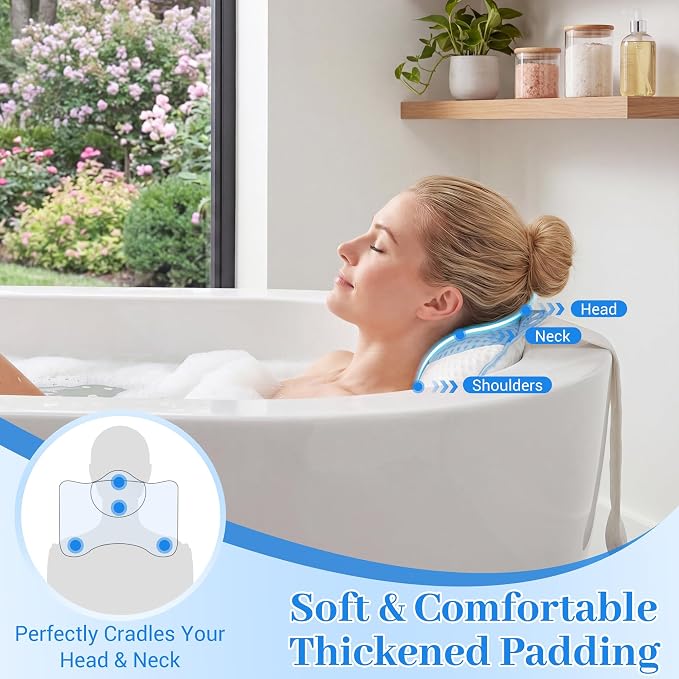 3D Mesh Hot Tub Pillow Ergonomic Neck Adjust Strap Quick Dry Spa Tub Cush | 1-Pack Universal Fit Soft Fast Drying Mesh Spa Pillow with Long Hook Strap for Outdoor Hot Tub & Chaise Lounge