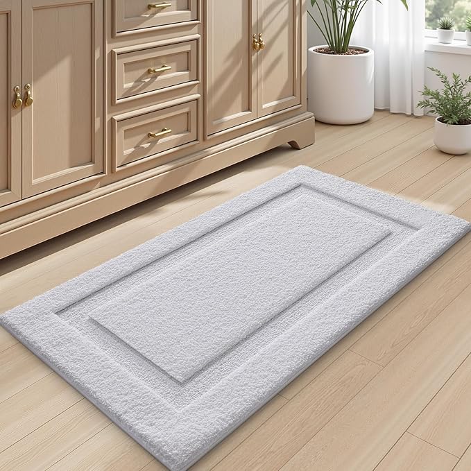 LUMI Ultra Soft Bathroom Rugs Non Slip with Rubber Backing, Absorbent Washable Bath Mat Quick Dry, Upgraded Premium Microfiber Plush Carpet for Bathtub and Shower Floor, White, 20x32 | Machine Washable with Rubber Backing, Quick Dry, Premium Microfiber...