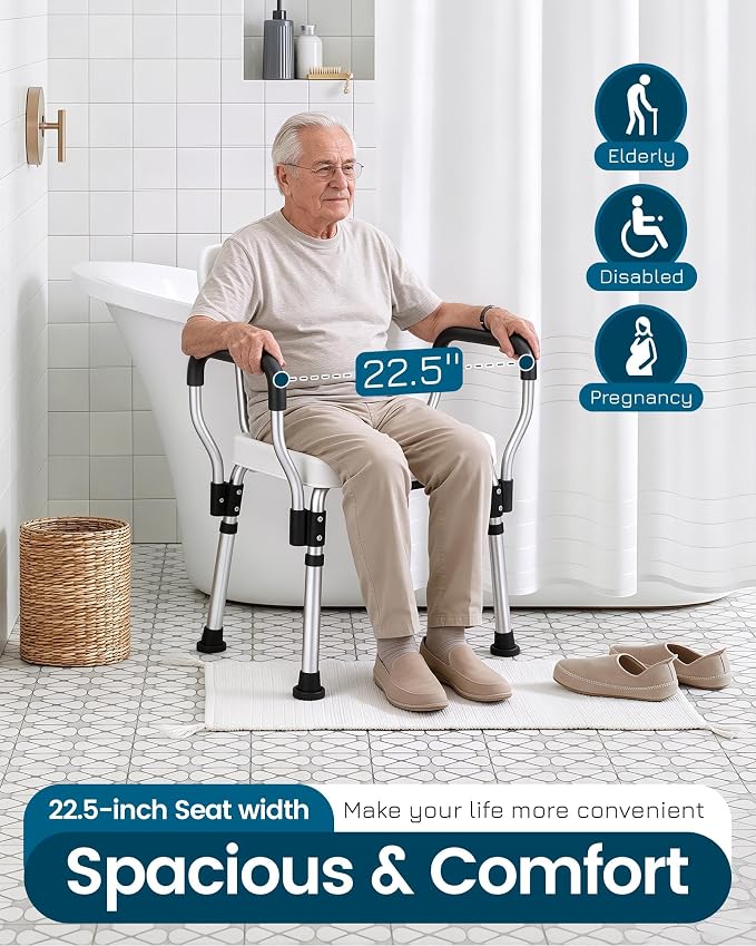 Shower Chair for Inside Shower with Back - Heavy Duty Shower Seat for Bathtub - Adjustable Height Safety Bath Seat for Elderly Handicap and Disabled,HDB-796C