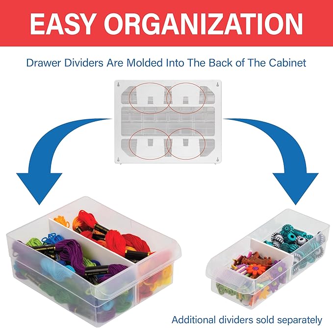 Akro-Mils 44-Drawer Plastic Storage Cabinet, 20"W x 6"D x 16"H, Yellow | Plastic Cabinet w/ Drawers for Garage Organization, Beads, Building Bricks Storage, Teacher Toolbox, Makeup Organizer, 10144