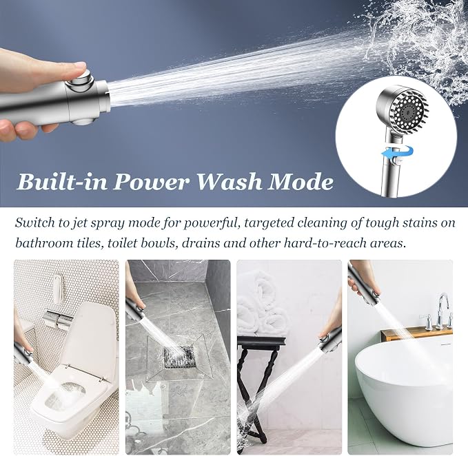 FEELSO Filtered Shower Head with Handheld, High Pressure Shower Filter Head | ON/OFF Switch, Anti-clog Nozzles, 4 Spray Showerhead with Filters for Hard Water, Remove Chlorine, Reduce Dry Itchy Skin