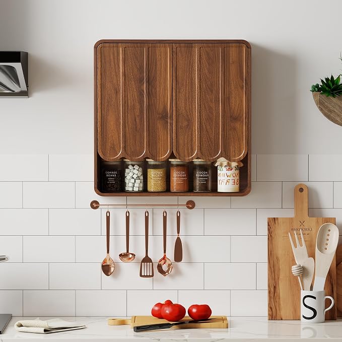 Bathroom Wall Mounted Storage Cabinet, Medicine Cabinet with Adjustable Shelf, Over The Toilet Storage Cabinet for Bathroom, Laundry Room, Kitchen, Living Room (Walnut)