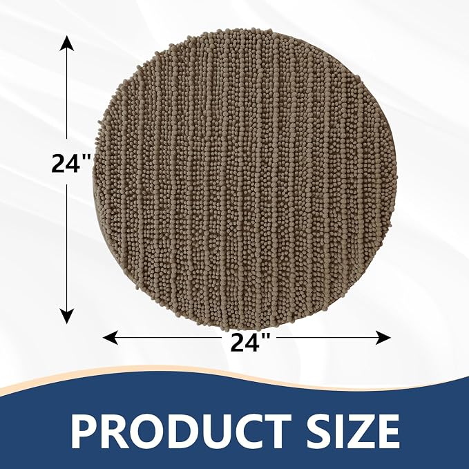Arotive Round Bathroom Rugs 24x24, Soft Absorbent Chenille Shaggy Bath Mat | Camel, Machine Wash Dry, Bath Rugs for Bathroom Floor, Tub and Shower, Home Decor Accessories