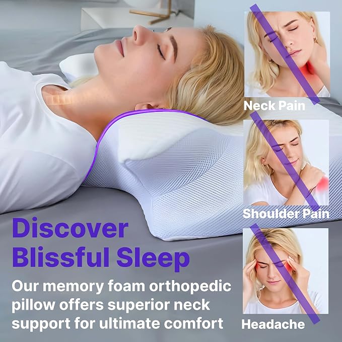 MAAS & BATH Ergo Z Pillow - 2-in-1 Ergonomic Pillow Made for Any Sleep Position, Breathable 100% Memory Foam, Inner Cover, Lightweight, Non-Toxic, Odorless Sleep-Friendly Support