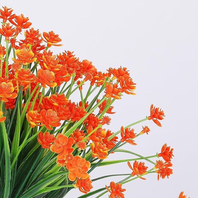 AGIRL Artificial Fall Flowers Fake Mums Outdoor,Faux Plant Porch Decor Home | 24 Bundles,No Fade Autumn Plastic Flowers for Thanksgiving Decoration,Hanging Planters Outside Pottery Barn Garden Patio