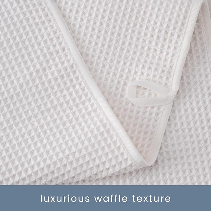 S&T INC. Aura Waffle Bath Towel Set, 6 Pieces, White | 2 Bath Towels, 2 Hand Towels, 2 Wash Cloths, Absorbent Microfiber, Quick-Dry and Lightweight, 420GSM