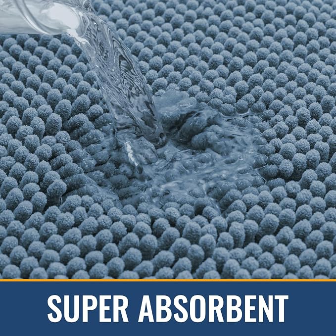 Arotive Bathroom Rugs 59x24, Soft Absorbent Shaggy Chenille Bath Rugs | Grayish Blue, Machine Washable Rubber Backing Bath Mats for Bathroom Floor Tub and Shower Home Decor Accessories