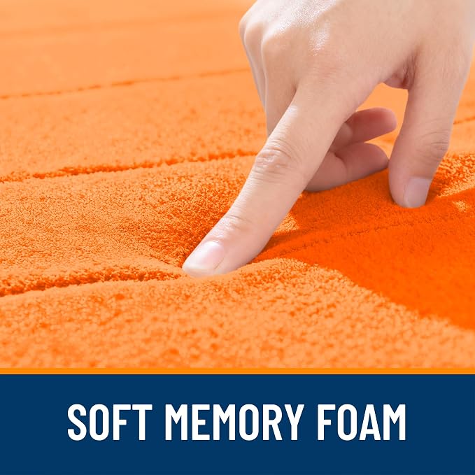 OLANLY Memory Foam Large Bath Mat 40x32, Super Soft Absorbent Bathroom Rugs | Orange, Quick Dry Bath Rug, Machine Washable Shower Floor Mats, Bathmat Carpet for Bathroom Floor, Tub and Shower