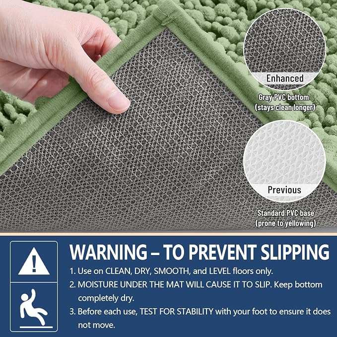 Arotive Round Bathroom Rugs 24x24, Soft Absorbent Chenille Shaggy Bath Mat | Sage Green, Machine Wash Dry, Bath Rugs for Bathroom Floor, Tub and Shower, Home Decor Accessories