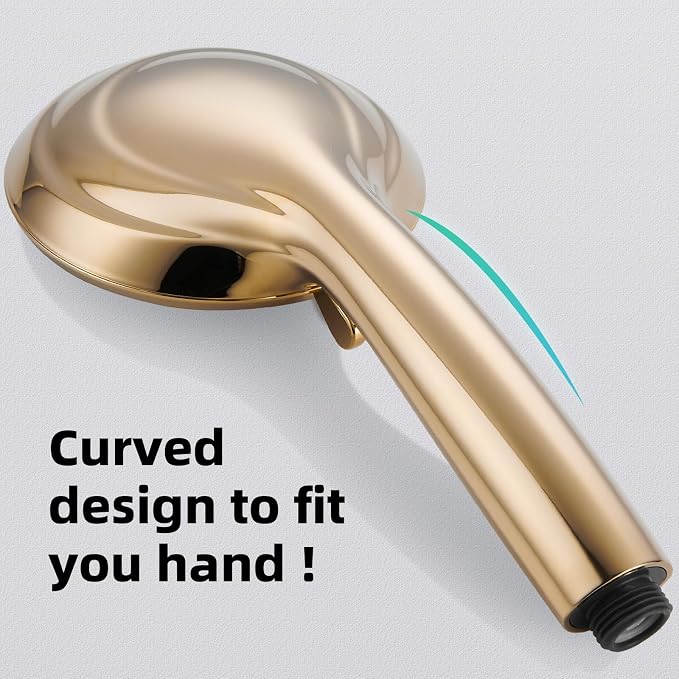 Cobbe 8-Setting Handheld Shower Head, Water-Saving Design, Gold | Trickle Pause Mode, 5ft Stainless Steel Hose, Brass Swivel Bracket, Tool-Free Installation