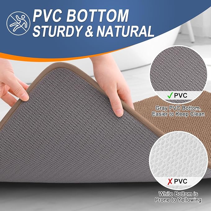 OLANLY Memory Foam Bathroom Runner Rugs 70x24, Absorbent Long Mat, Mocha | Soft Quick Dry Bath Rugs, Non-Slip Carpet, Machine Washable Mat for Bathroom Floor, Tub and Shower, Home Decor Accessories