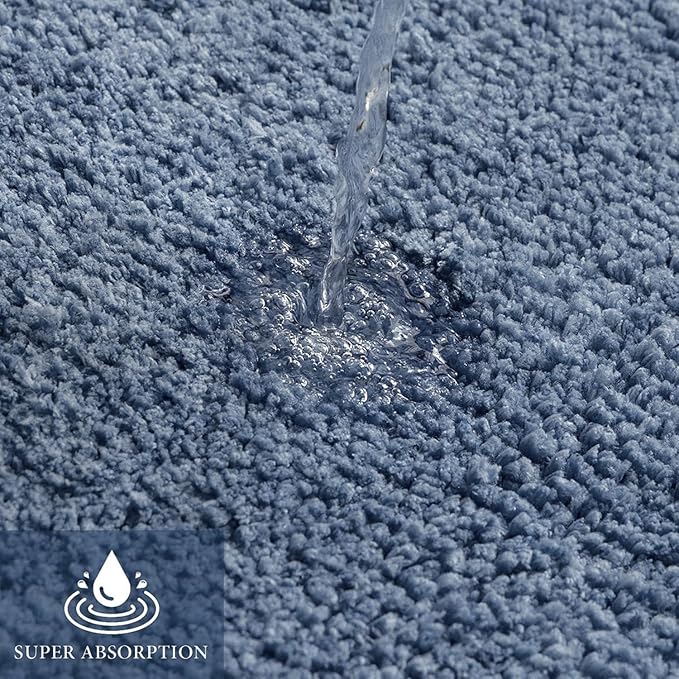 MIULEE Dusty Blue Bathroom Runner Rugs Soft Microfiber Bath Mat 24x48 Inch | Absorbent, Non Slip, Quick Dry, Fluffy Bath Rugs for Bathroom Floor Tub Showers, Machine Washable