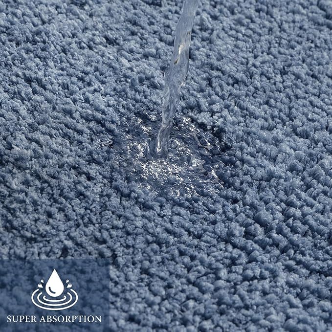MIULEE Dusty Blue Bathroom Runner Rugs Soft Microfiber Bath Mat 24x44 Inch | Absorbent, Non Slip, Quick Dry, Fluffy Bath Rugs for Bathroom Floor Tub Showers, Machine Washable