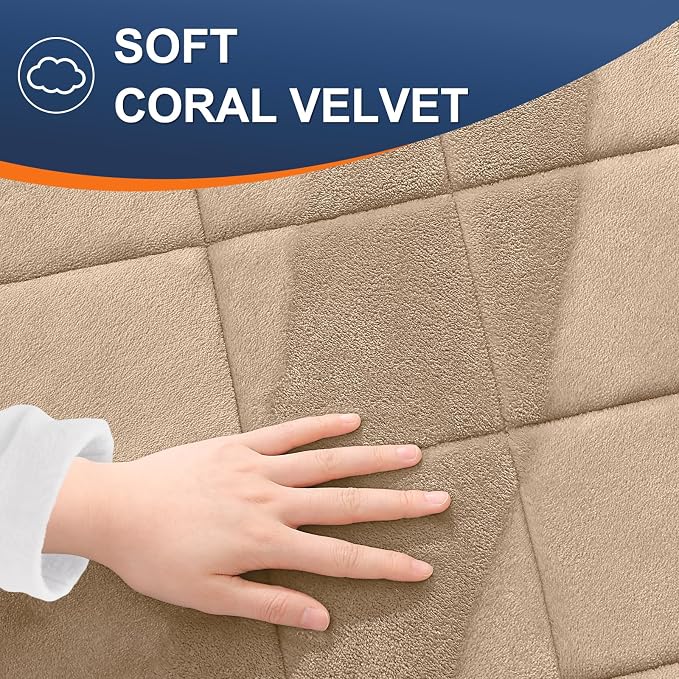OLANLY Memory Foam Bath Mat 44x24, Ultra Soft and Absorbent Bathroom Rugs | Tan, Quick Dry, Machine Washable Shower Bath Rugs, Comfortable Bath Carpet for Bathroom Floor, Tub and Shower