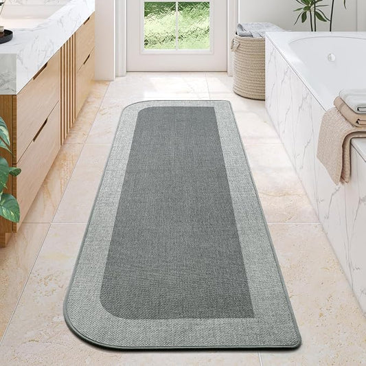 Bathroom Runner Rug, Long Thin Bath Mat Fit Under Door, Brown 24x70 | Quick Dry Absorbent, Rubber Backing Washable Large Bathmat, Shower Mat for Bathroom Floor, Tub and Outside Shower
