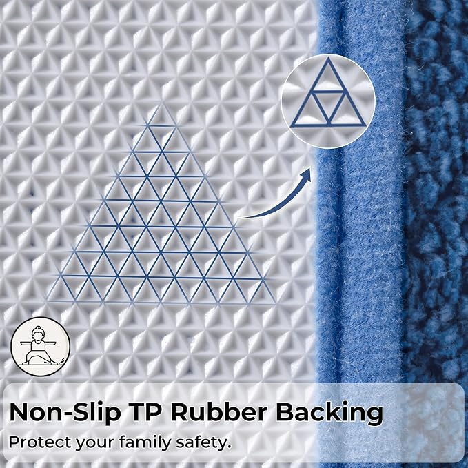 GRANNY SAYS Blue Bathroom Runner Rug 24" x 59", Soft Microfiber Bath Mat | Non-Slip long rug with TPR Backing, Absorbent, Machine Washable Extra Large Bath Rugs for Double Vanity, Shower, Tub