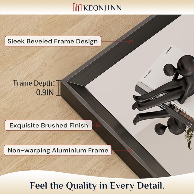 Keonjinn 20 x 30 Inch Black Bathroom Mirrors for Over Sink, Metal Framed | Beveled Rectangle Mirror for Wall, Tempered Glass, Farmhouse Style, Bathroom Vanity Mirror, Hangs Horizontally or Vertically